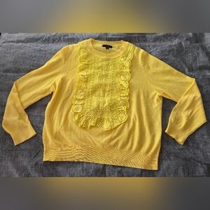 J.Crew L Eyelet Butter Trend Sweater Preppy Lightweight Cropped Ruffle Cleangirl